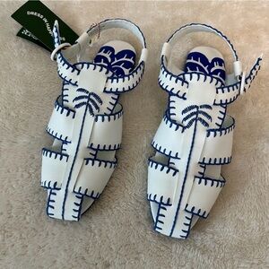 NIB Farm Rio White Blue Palm Tree Sandal sz 9